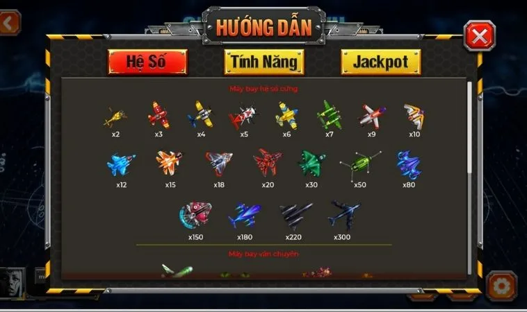 Các loại máy bay trong game Bắn Cá Đại Chiến B52 tại OnBet