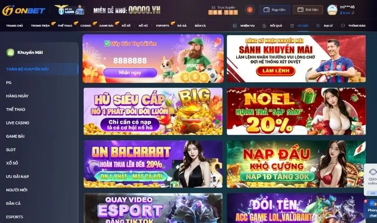 Đa dạng các chương trình Khuyến Mãi tại OnBet