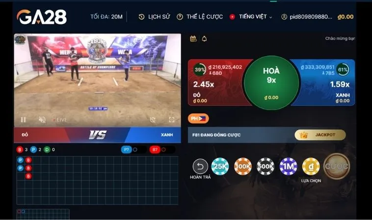 Các cửa cược tại sảnh Đá Gà GA28 Tại OnBet