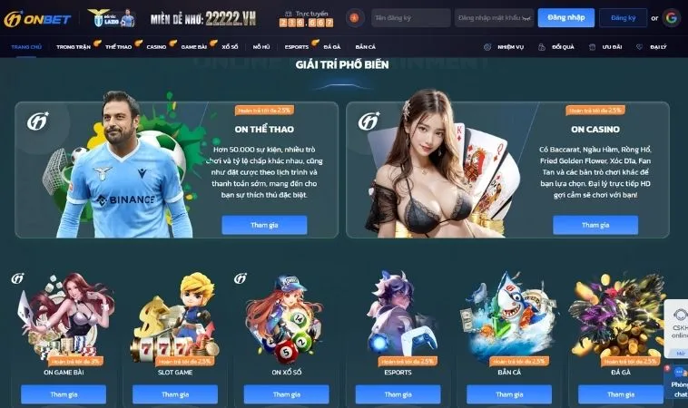 Đa dạng các thể loại game để trải nghiệm tại OnBet