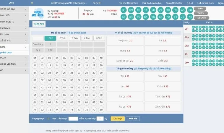 Giao diện chơi game nhanh Keno Tại OnBet